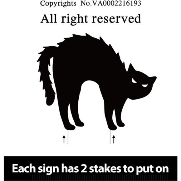 Halloween Decorations, 6ct Black Cat Decor Signs with Stakes, Scary Silhouette - Picture 4 of 8